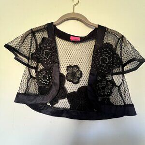 Betsey Johnson 90's Black Embroidered Lace Bolero